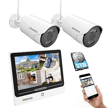 モニター付き❗️500万画素 信号強化 防犯カメラ 屋外2台 ワイヤレス IP66 Amazon.co.jp: 【ダブルアンテナ信号強化・500万画素対応・AI