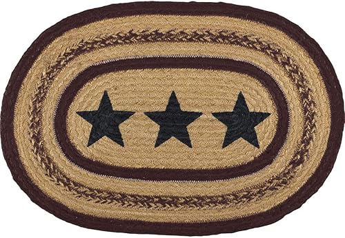 Miniatura 4 de VHC Brands Potomac Star - Juego de 6 manteles individuales ovalados con textura de yute primitivo, 12.0 x 18.0in, color marrón natural