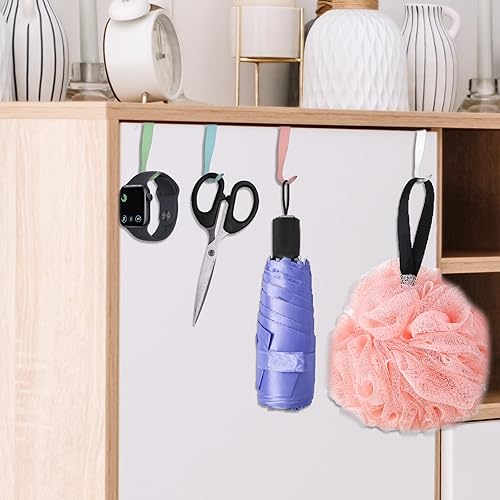 Miniatura 7 de Giantree Paquete de 4 ganchos para puerta de gabinete, ganchos blancos de acero inoxidable para puertas de gabinete y habitación