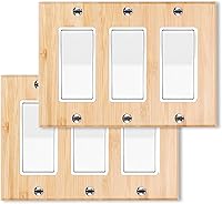 Vista 17 de 4 placas de interruptor de luz de palanca simple de madera maciza de 4.5 x 2.76 pulgadas, cubierta de interruptor de luz de bambú de calidad