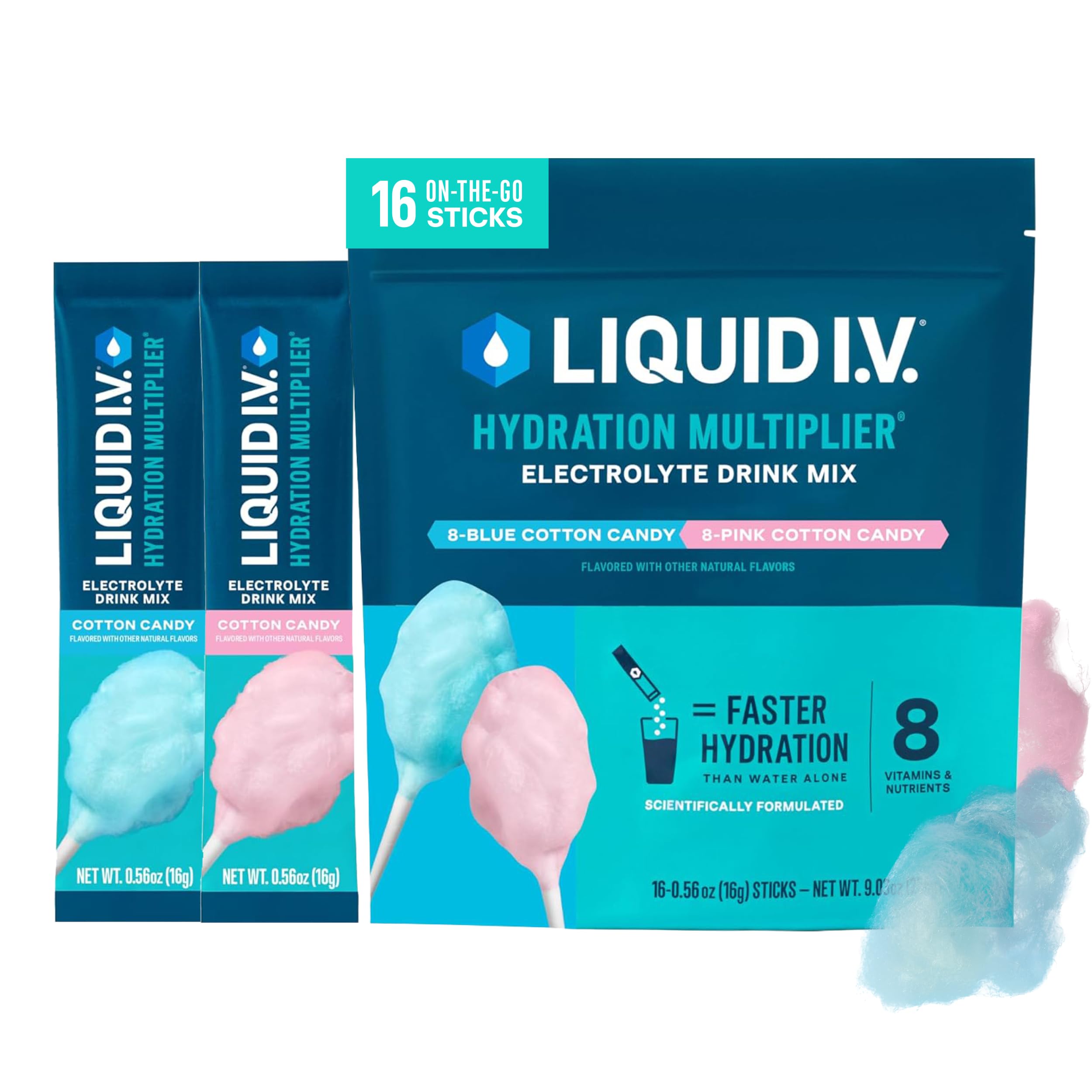 Liquid I.V. Hydration Elektrolyte, Cotton Candy, 16 Stück
