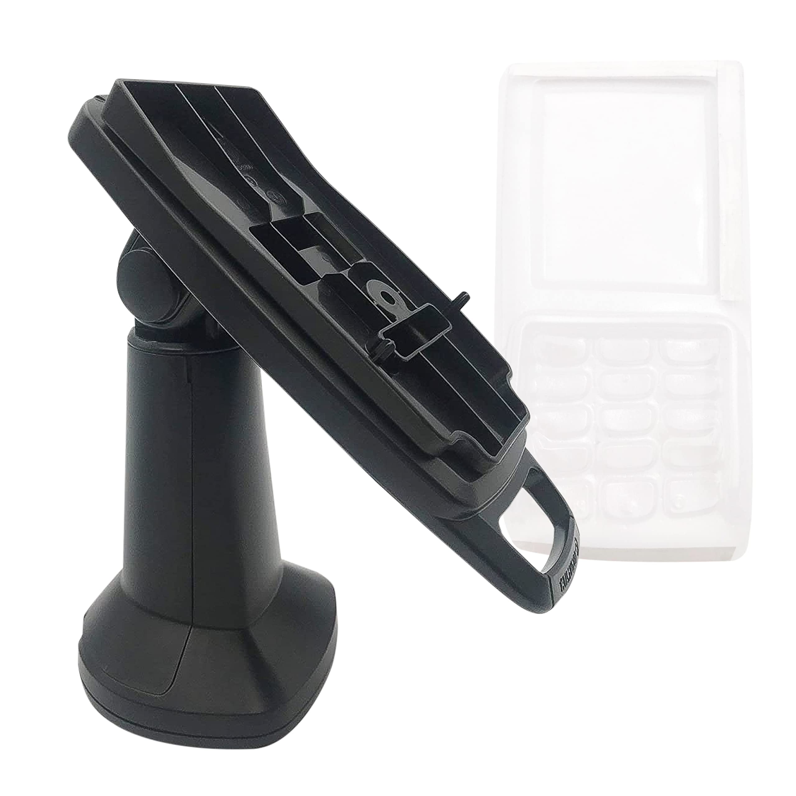 ENS Tailwind Pax S300 7" Latch and Lock Flexipole Plus Pole Mount PIN Pad Stand with Full Device Protective Spill Cover, Black