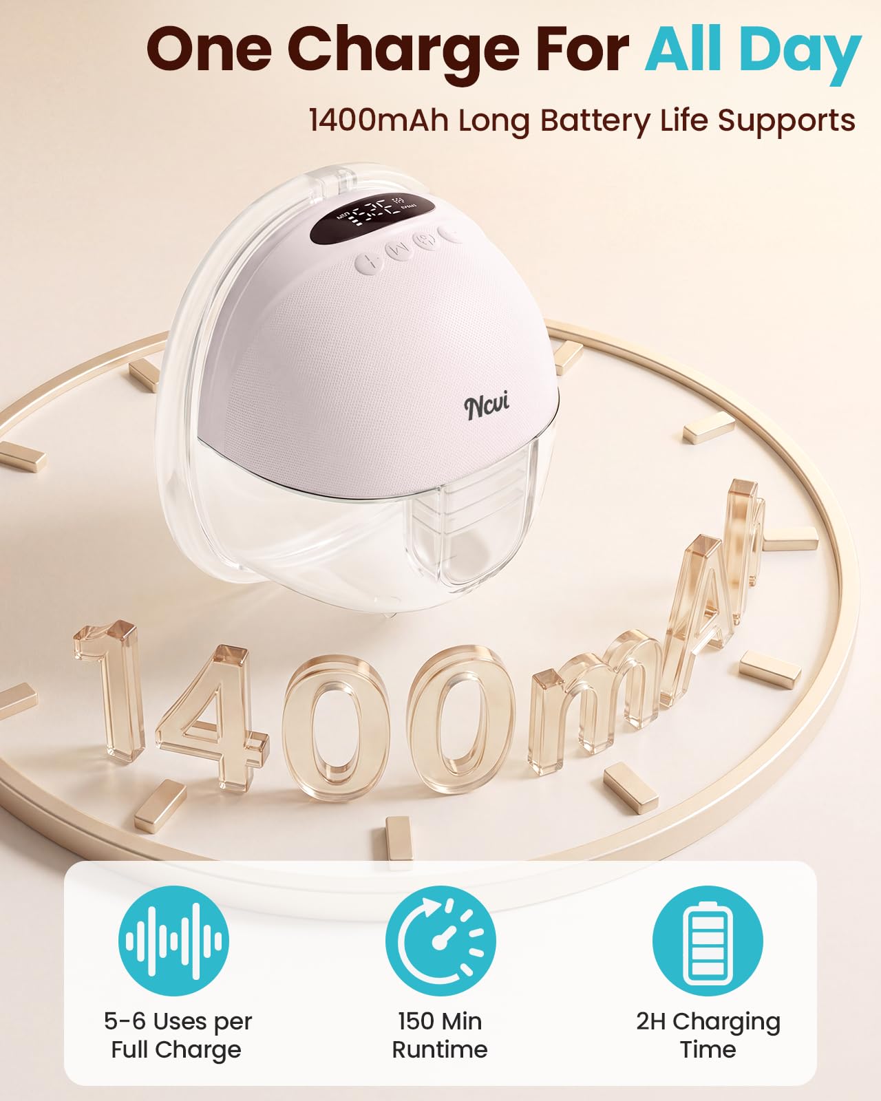 NCVI Tiralatte a mani libere, tiralatte portatile indossabile, 4 modalità, 9 livelli per lavoro, viaggi e uso notturno con display a LED, rosa