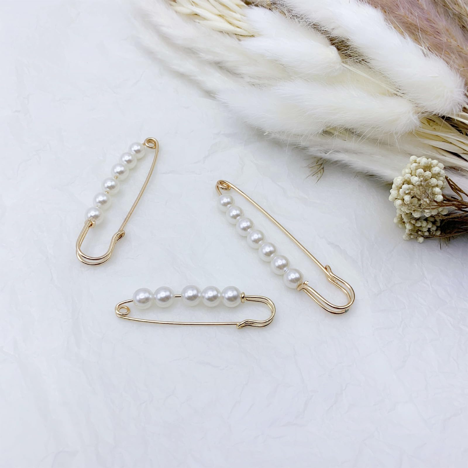 15 broches de perlas decorativos para ropa, pines de seguridad de perlas para mujer, pines de seguridad con adornos de perlas, clip decorativo para suéter para pantalones, clip grande para chal, para