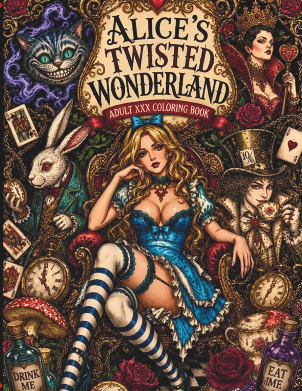 Alice’s Twisted Wonderland: Seductive Gothic Fantasy Coloring Book