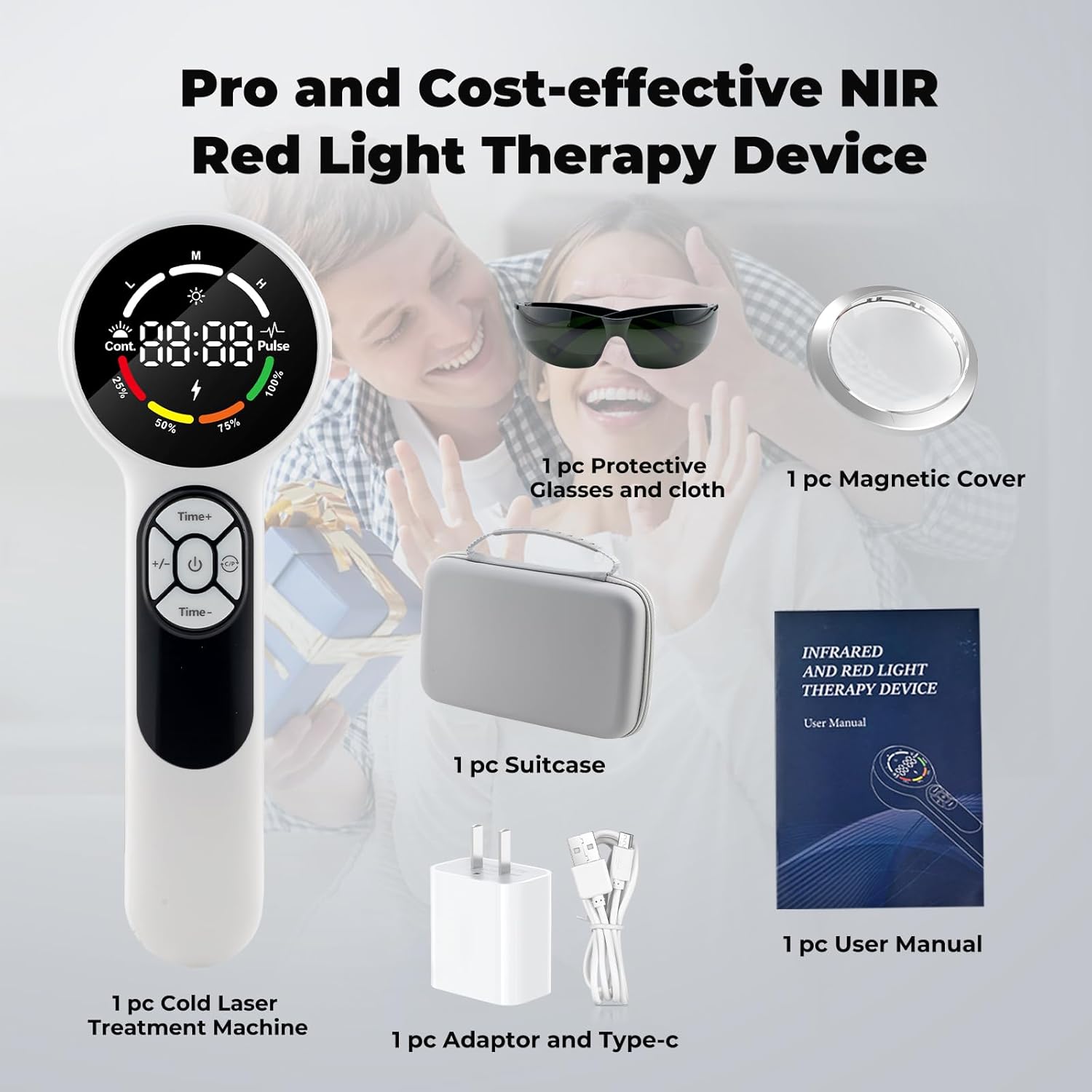 16*650nm & 8*808nm Cold Laser Therapy Device for Dog Cat, 5200mAh Portable Near Red Light Laser Therapy with Protective Cover, Puppy LLLT Pet Treatment Machine for Muscle Pain Relief & Improve Healing