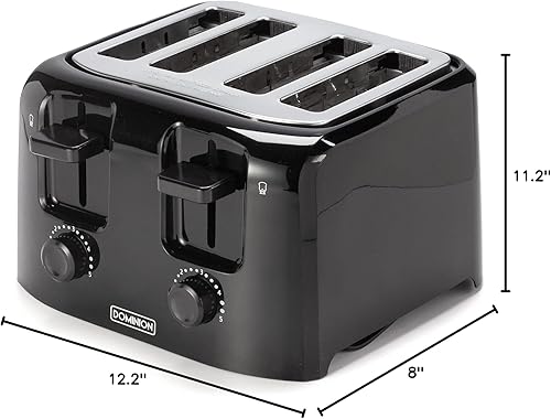 Miniatura 7 de Dominion Tostadora de 4 rebanadas con control de sombra, bandeja deslizante para migas, almacenamiento de cable de apagado automático y pared fría,