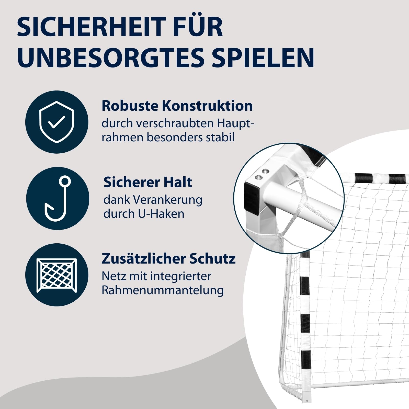 HUDORA Fußballtor Stadion - Standfestes Fußballtor für Kinder & Erwachsene - wetterfestes Fußballtor mit engmaschigem Netz für Zuhause - Hochwertige Outdoor Torwand für Freizeit & Training