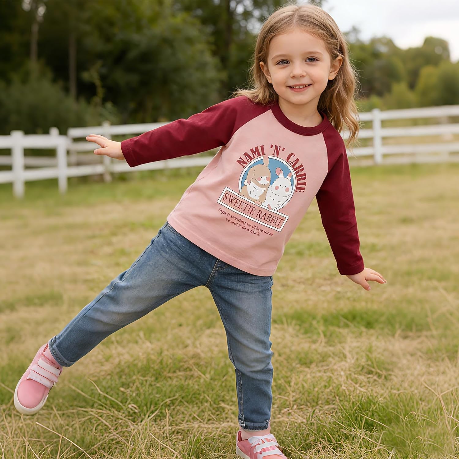 100% Cotton Girls T-Shirt 2-Pack Cute Tops Casual Soft Printed Toddlers Tees Layering 18Months-8Years