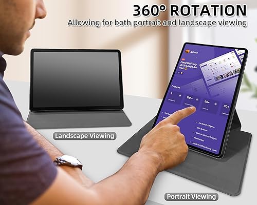 Miniatura 5 de RYUITHDJP Funda para Samsung Galaxy Tab S9 Ultra 2023 de 14.6 pulgadas con soporte giratorio de 360 grados, diseño de flor de cerezo para Samsung