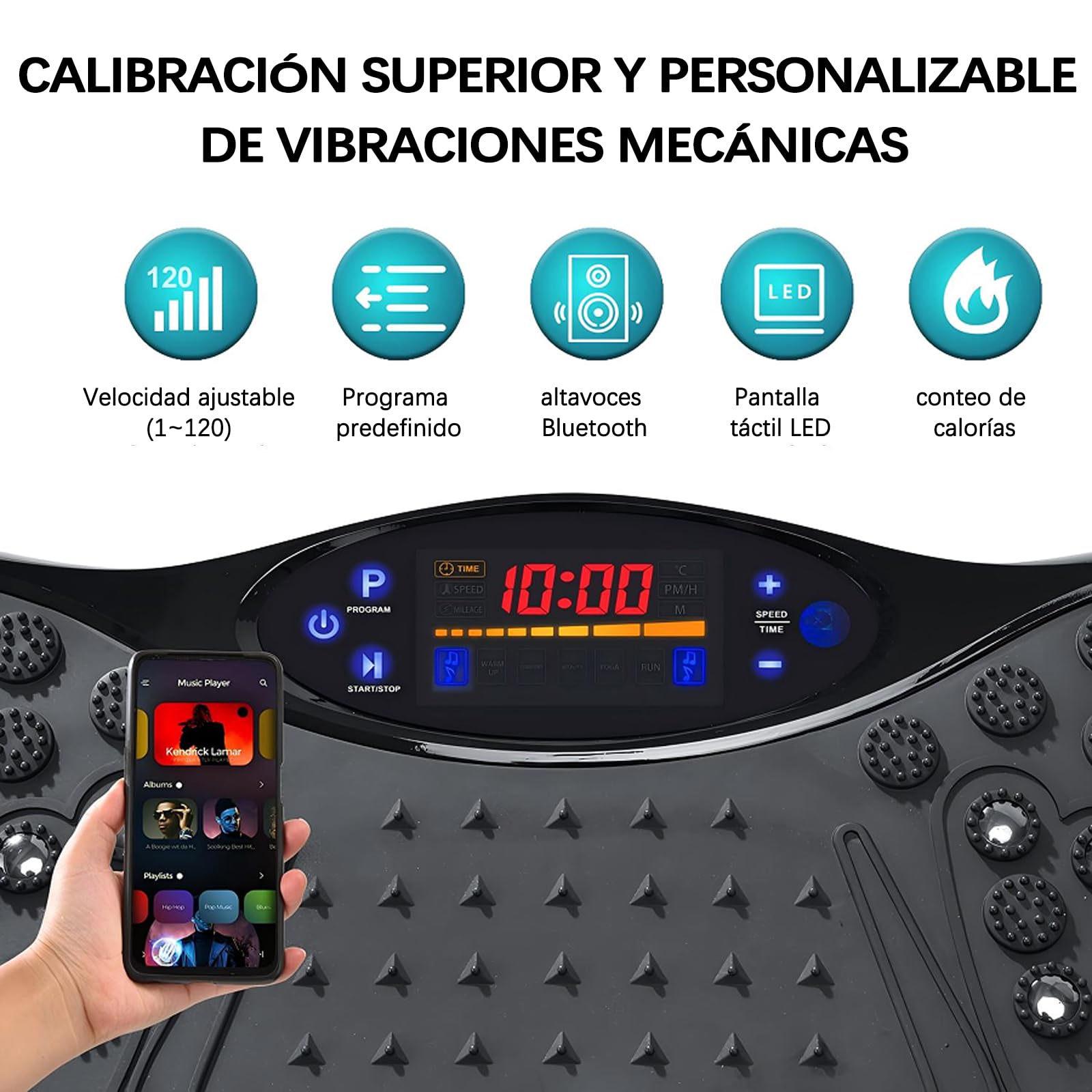 FITSUPPORT Plataforma Vibratoria, Plataforma De Placa de Vibración Mejorada 2025 para Drenaje Linfático, 120 Velocidades Ajustables con Capacidad De 450 Libras, Adecuada para Hombres y