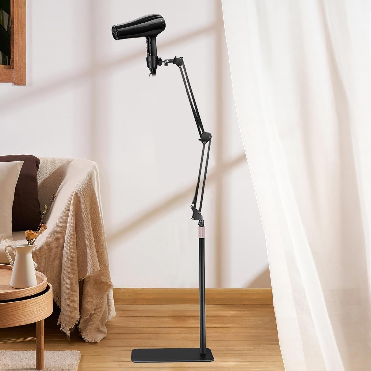 Soporte para secador de pelo con base pesada, soporte multifuncional de altura y ángulo ajustable para secador de pelo con una base pesada para el hogar y el cuidado de mascotas