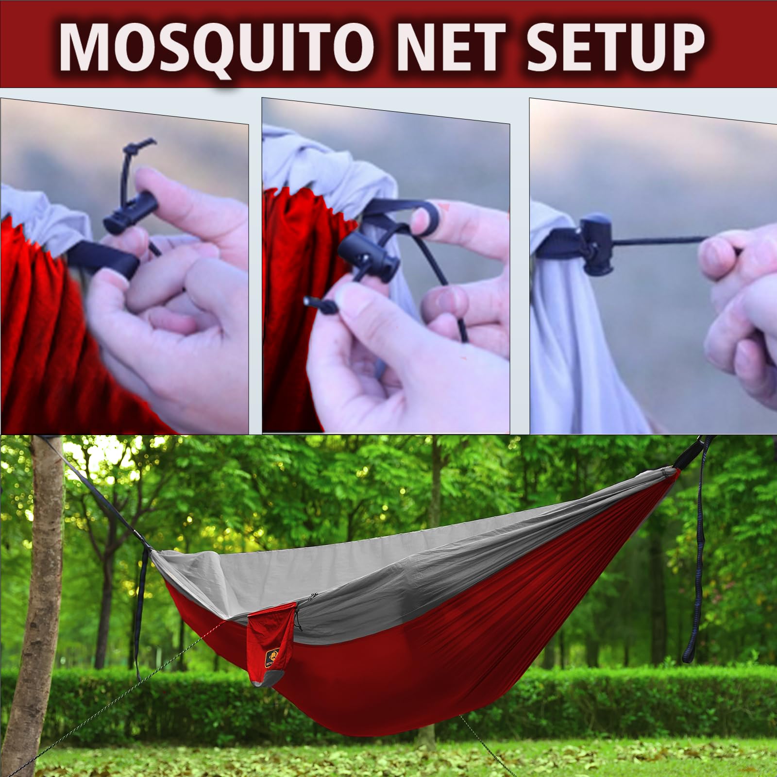 Amaca da campeggio, portatile con zanzariera, in nylon leggero, con cinghie per alberi da 3 m, attrezzatura da campeggio indispensabile per viaggi, escursioni, viaggi zaino in spalla, spiaggia, patio
