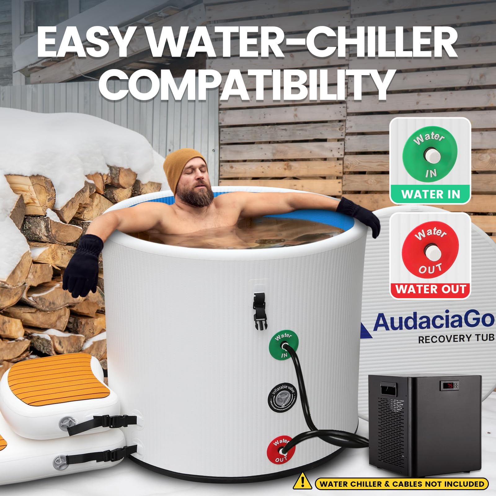 Foto de Lumizone Inflatable Cold Plunge Tub 132 Gallons Capacity Ice Bath Portable Ice Bath Tub Compatible With Water Chillers with Lid Drop Stitch PVC Double Layer Seals Oversized for Athletes (imagen 42)