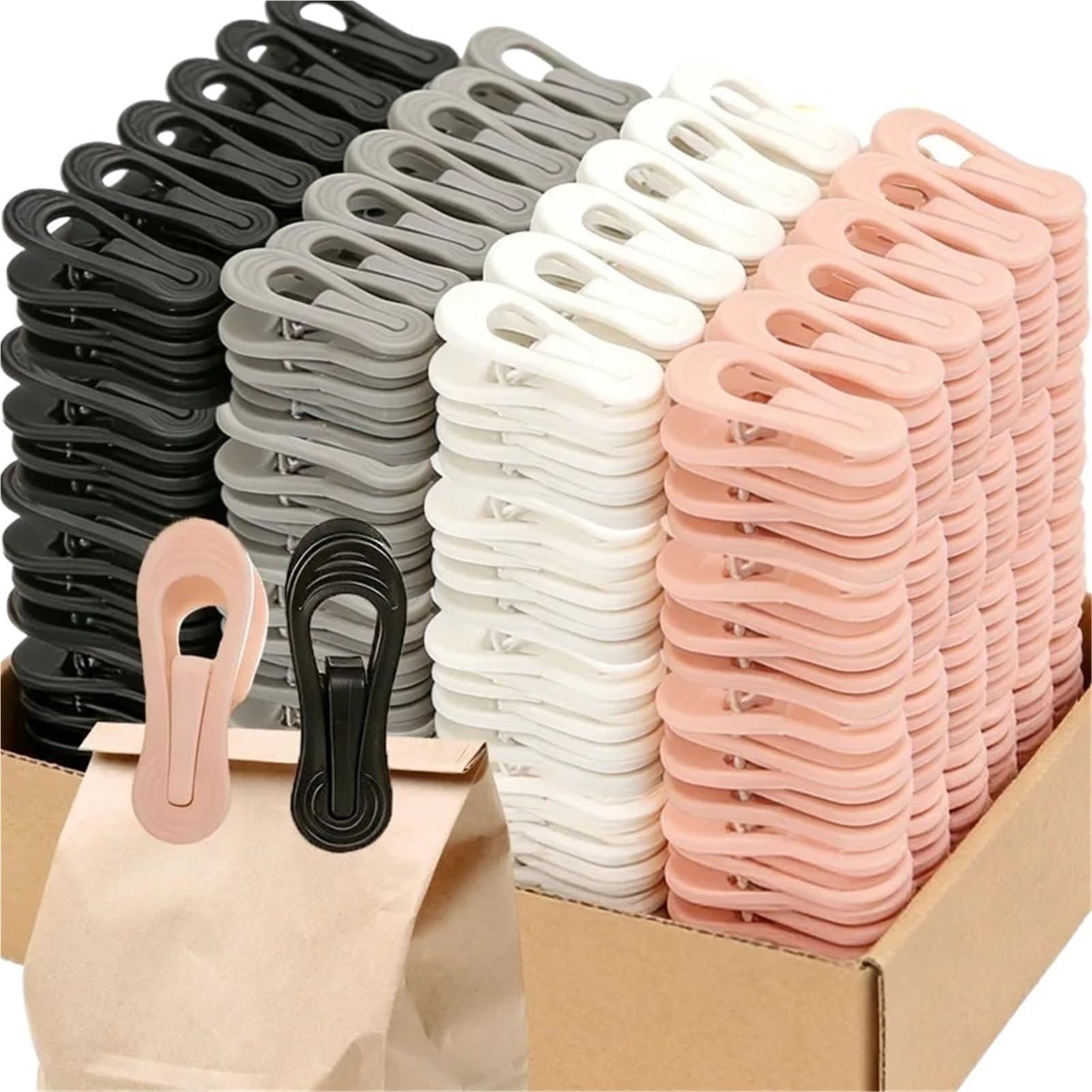 Plastic Clothes Pegs Plastic Clothespins Laundry Clips Bathroom Multifunctional Drying Clothes Socks Towel Storage(White-30pcs)
