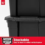 IRIS USA Heavy Duty Storage Bins with Lids, 117.4L (31 Gallon) Large Stackable Garage Storage Totes 4 Pack, Durable Plastic Containers, Black