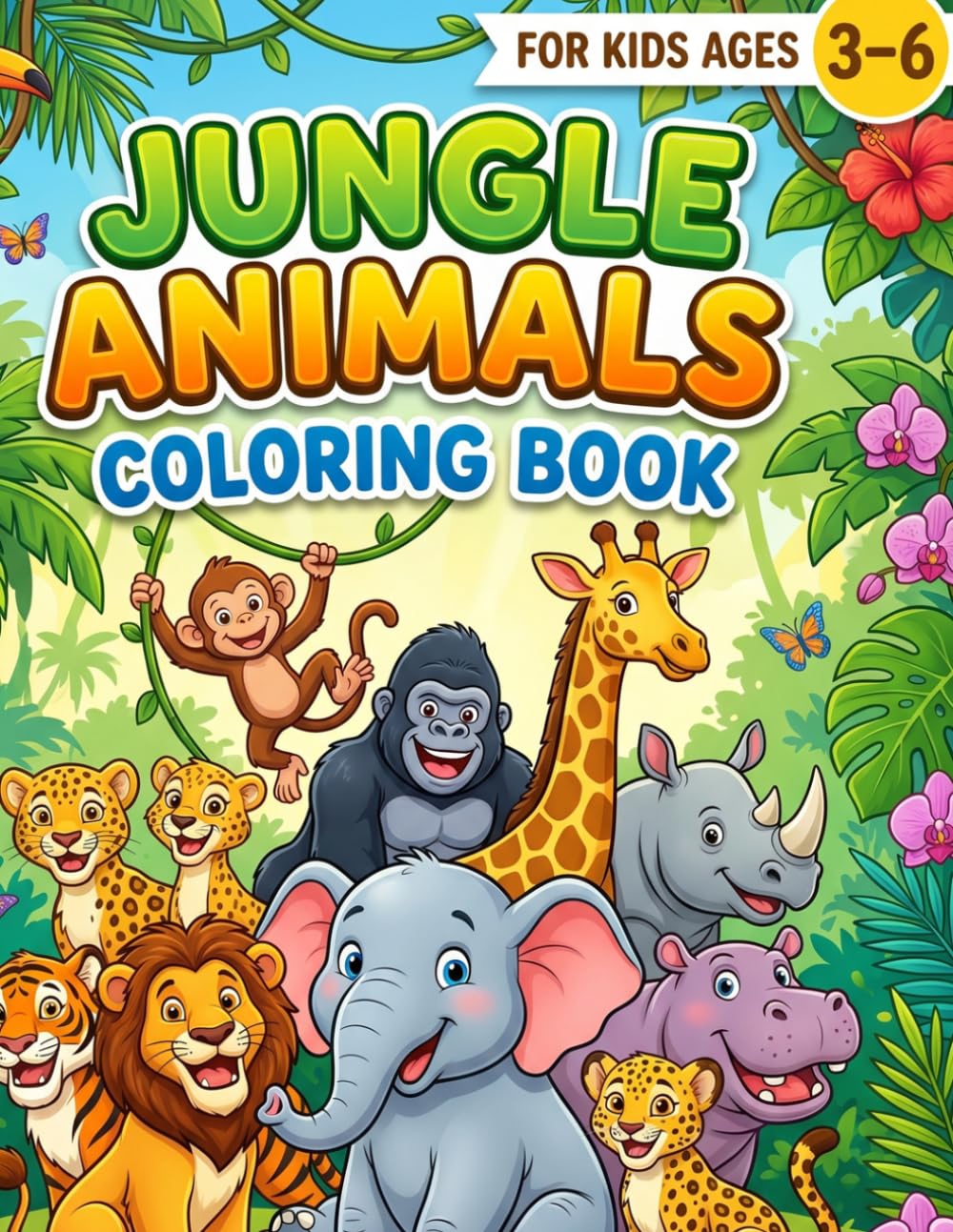 Jungle Animals Coloring Book for Kids Ages 3–6 (Little Explorers Animal Coloring Series)