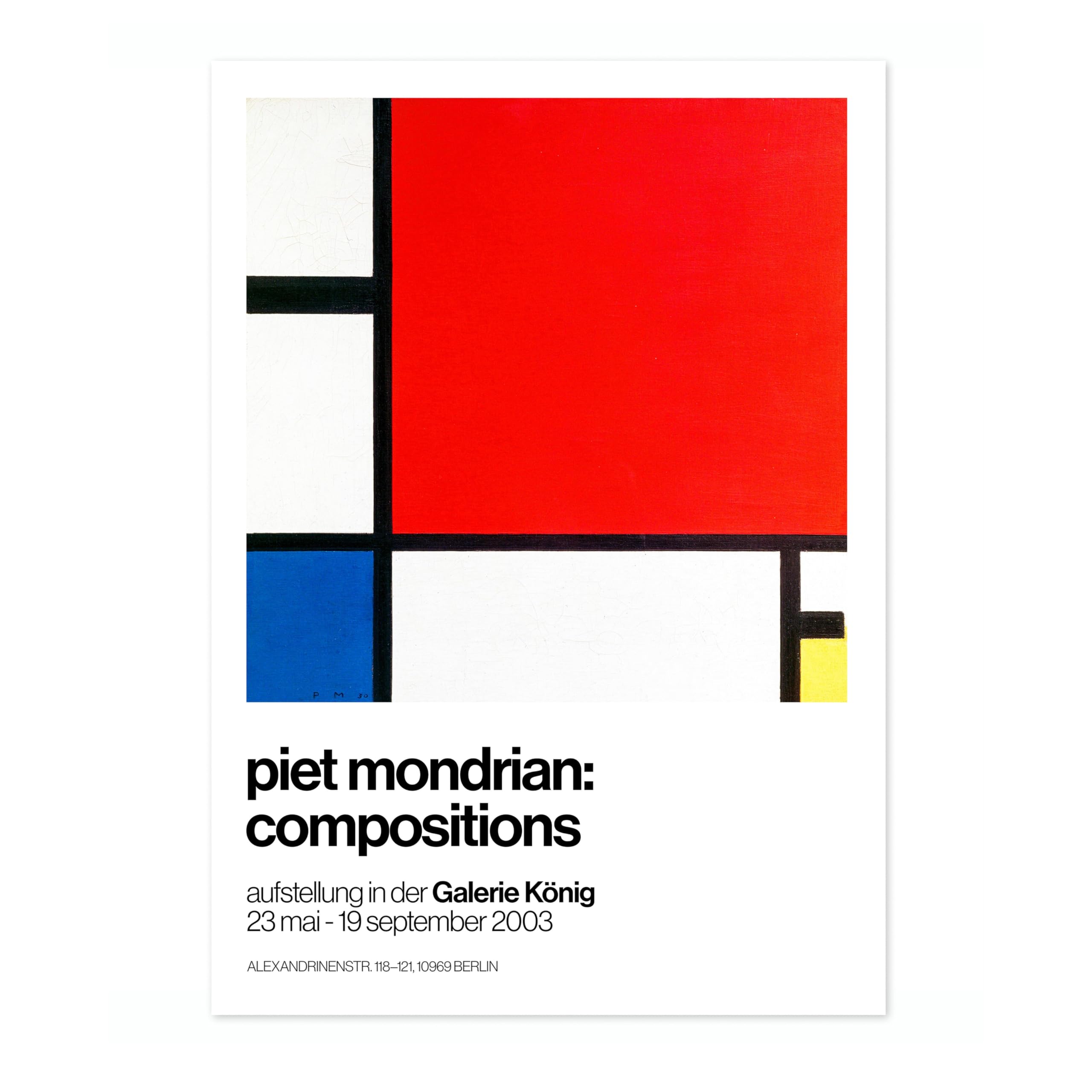 Composition With Red, Blue & Yellow Art Exhibition Poster, Modern Art Print, Painting Wall Art, Post-Impressionism Living Room Aesthetic Apartment Decor Minimalist, A3 (Print Only) - 42x29.7cm
