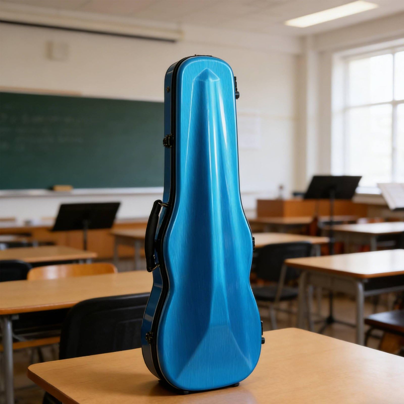 TISHITA Estuche para Violín de Fibra Compuesta con Cierre Seguro Interior Suave Resistente a Golpes Soporte Almacenamiento Adicional Adecuado para Viajes, Café, Triángulo Cepillado