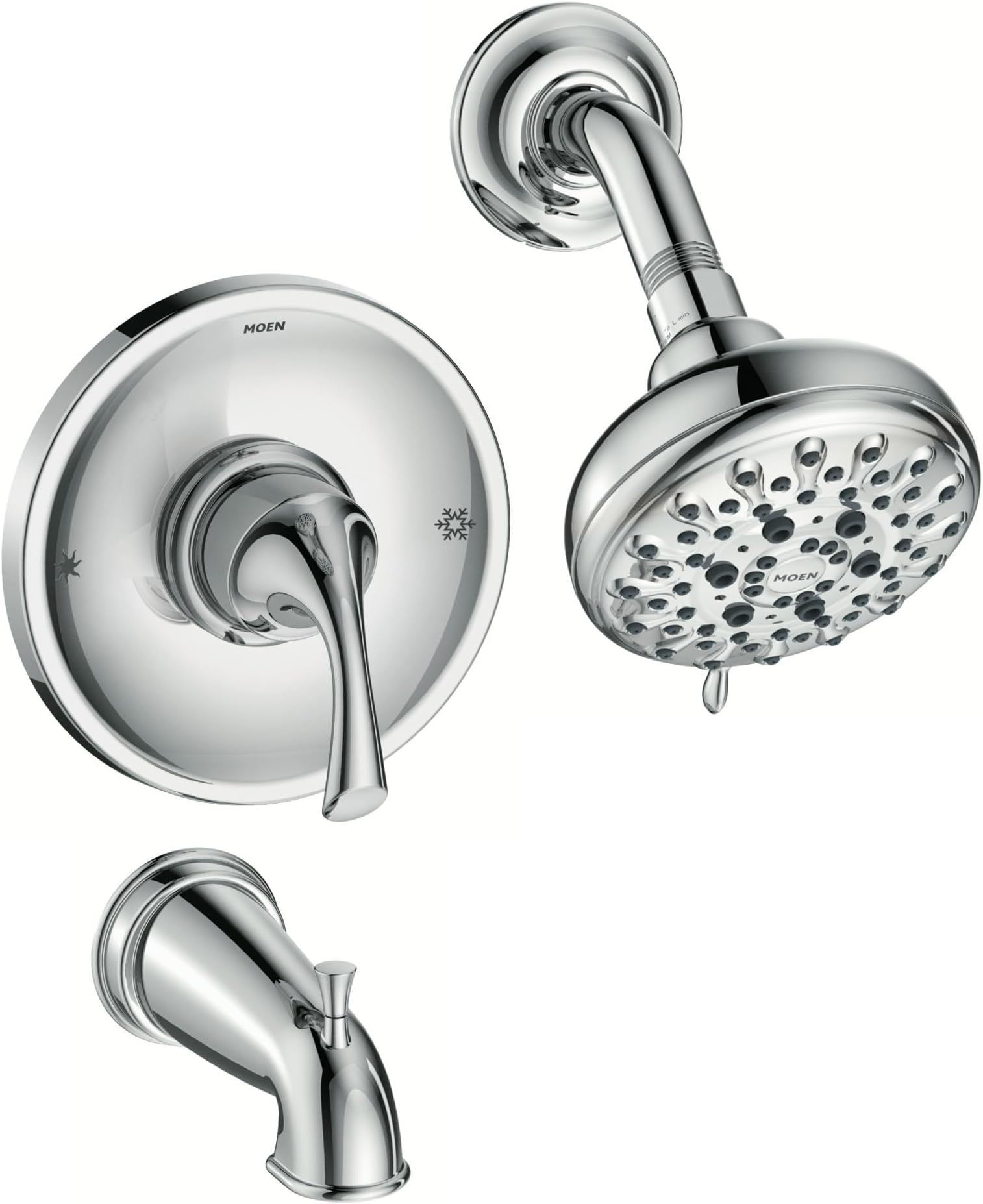 Moen 82115 Idora Single-Handle Posi-Temp Tub and Shower Faucet with Valve Included, Chrome, Pressure-Balancing Shower System with Showerhead and IPS Tub Spout