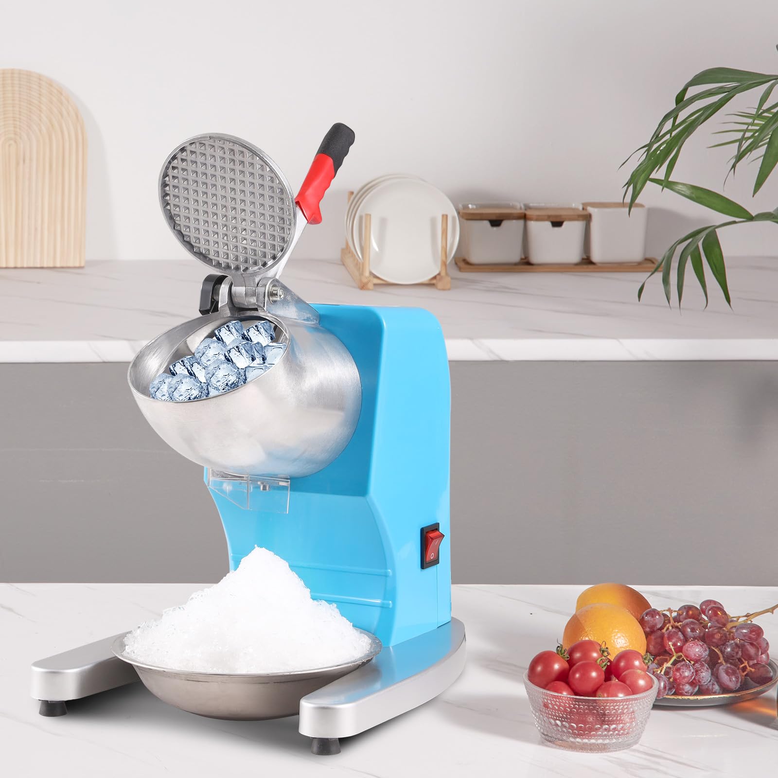 VEVOR Broyeur à Glace Électrique 100 kg/h Machine à Glace Pilée Commerciale 300 W Tête à 4 Lames en Acier Inoxydable Machine à Granita Cocktails Sorbets Boissons Fraîches Bars Restaurants Supermarchés