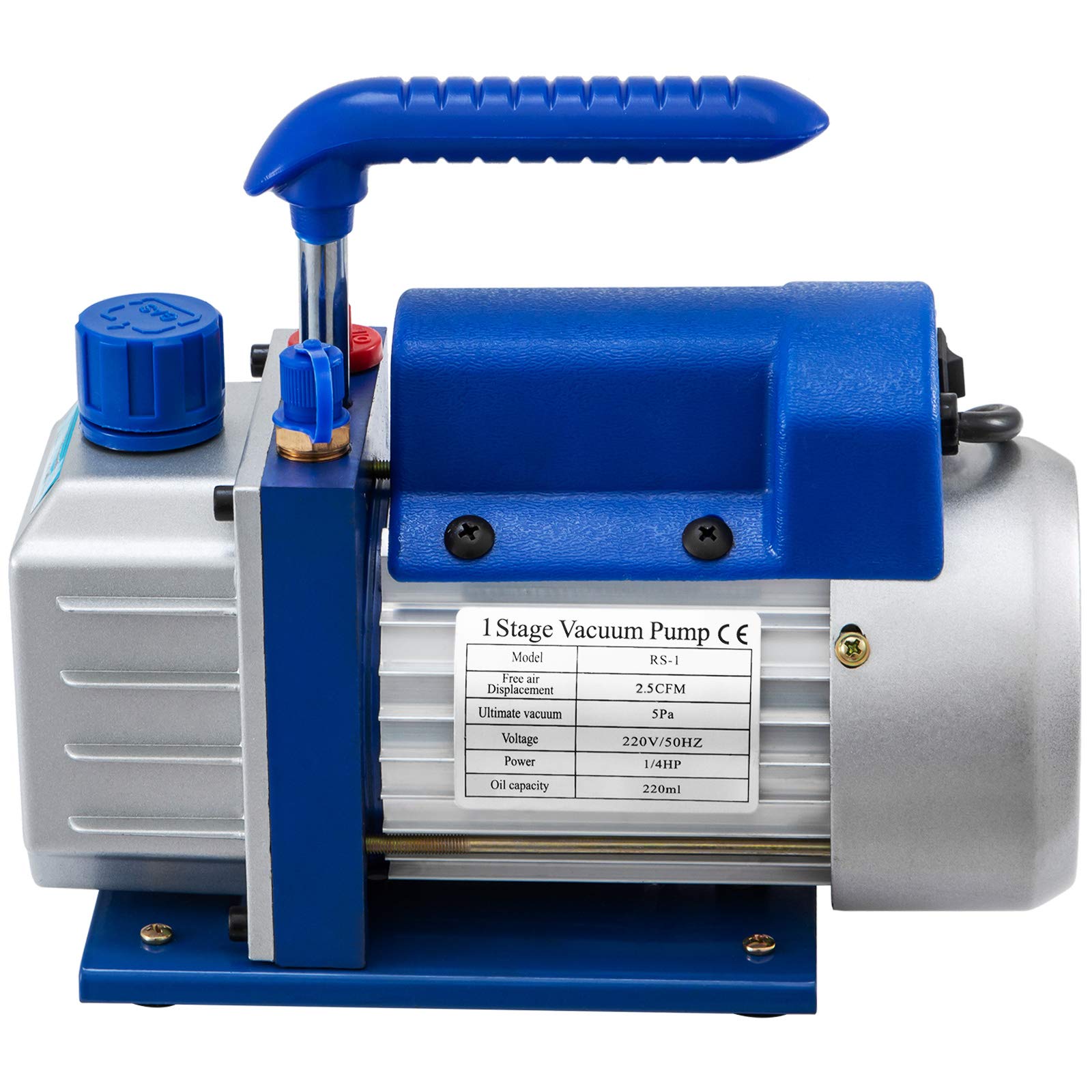VEVOR Bomba de Vacío, 2,5 CFM Bomba de Vacío para Aire Acondicionado, 1.440 RPM Bomba de Vacío de Etapa Única, Juego de Bomba de Vacío con Capacidad de Aceite 220 ml para Doméstico e Industria, etc.