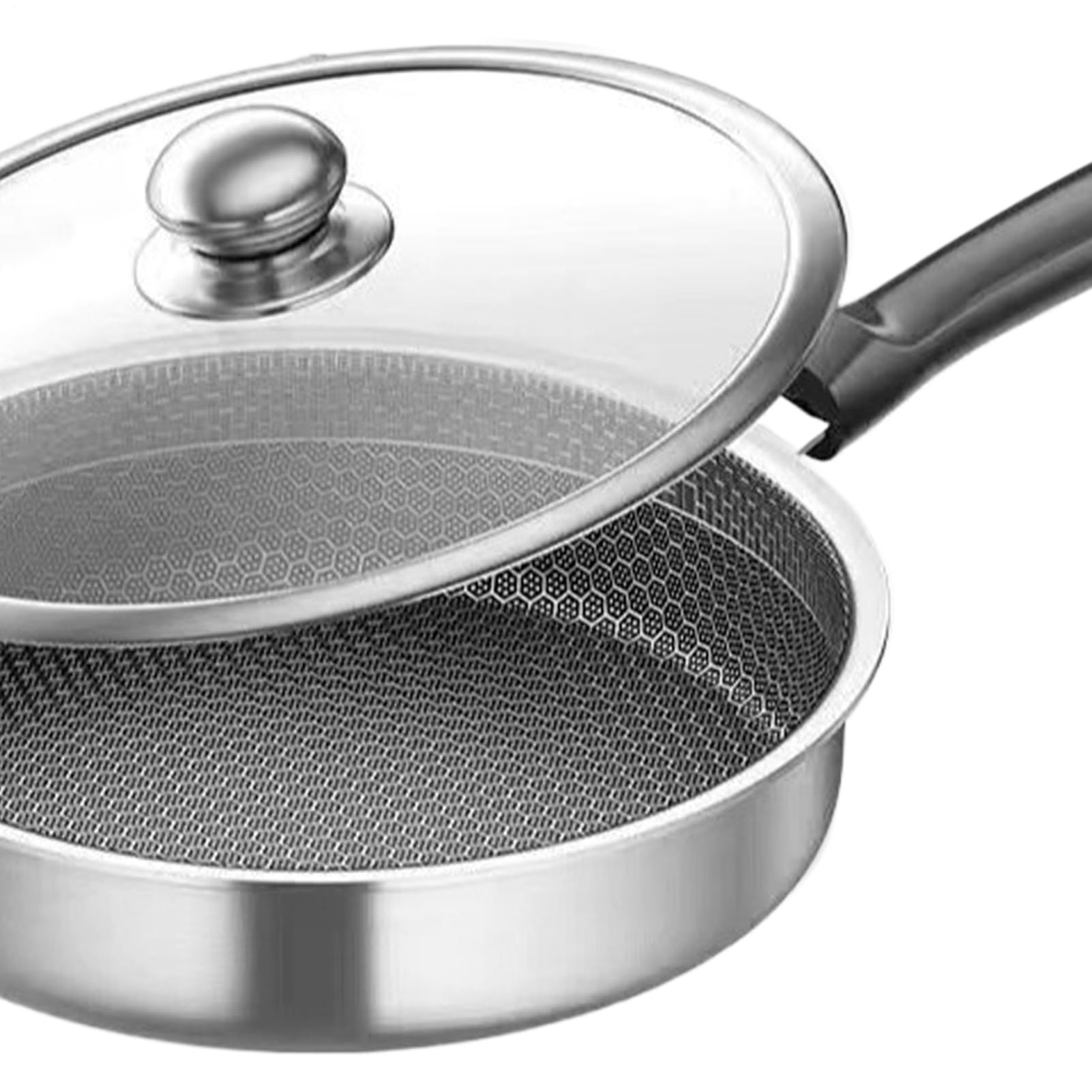 Sartenes Antiadherentes Utensilios de Cocina con Tapa Transparente | Sartén Individual para Restaurante Camping Estufa Eléctrica y Hogar en la Preparación de Alimentos