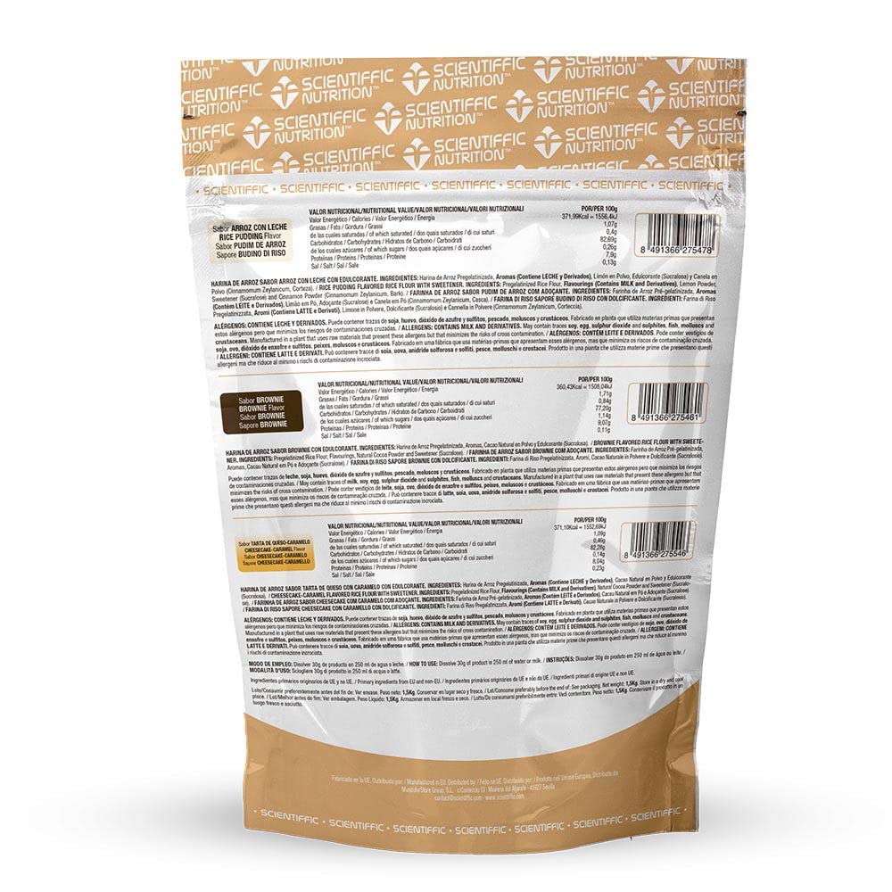 scientiffic Nutrition Farine de riz Gourmet 1.5 kgs TU Tarte au fromage et caramel