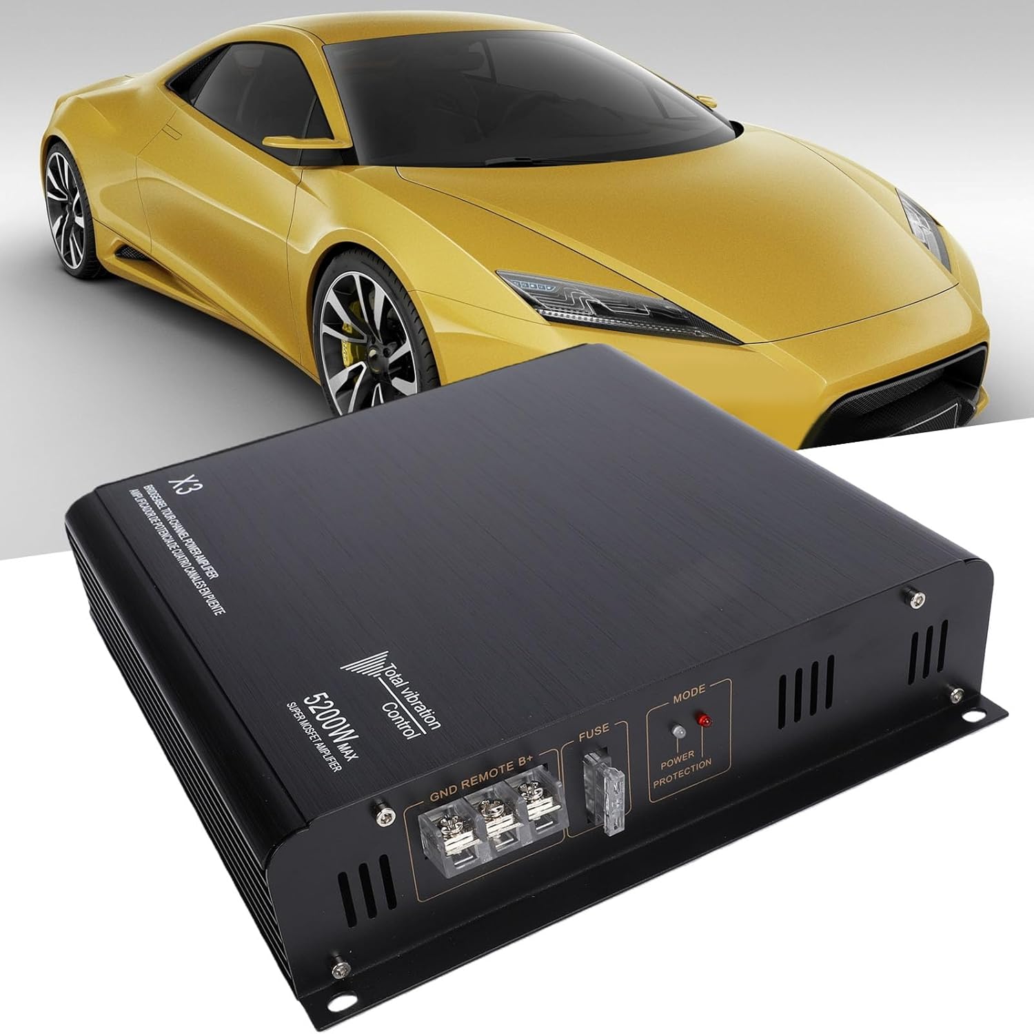 Jonlaki 2 Channel Car Amplifier 5200W High Power Dual Channel Bridgeable Sound Speaker Amp Box for 12V Truck Boat UTV Motorcycle Sound System