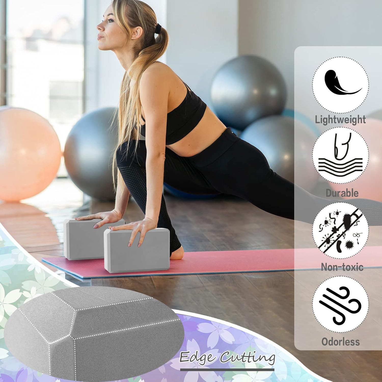 Outus 20 Pcs Yoga Blocks Bulk 9 x 6 x 3 Inch High Density Bricks to Improve Strength Flexibility Balance Soft Non Slip Gymnastic Blocks for Yoga Sports