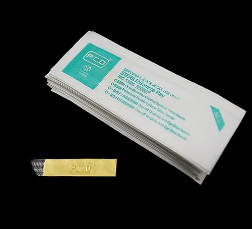 Miniatura 5 de 50 piezas desechables para cejas, pluma de microblading, microblade de cejas, PCD 14Pin forma manual Microblading herramienta (0.010 in-14P)