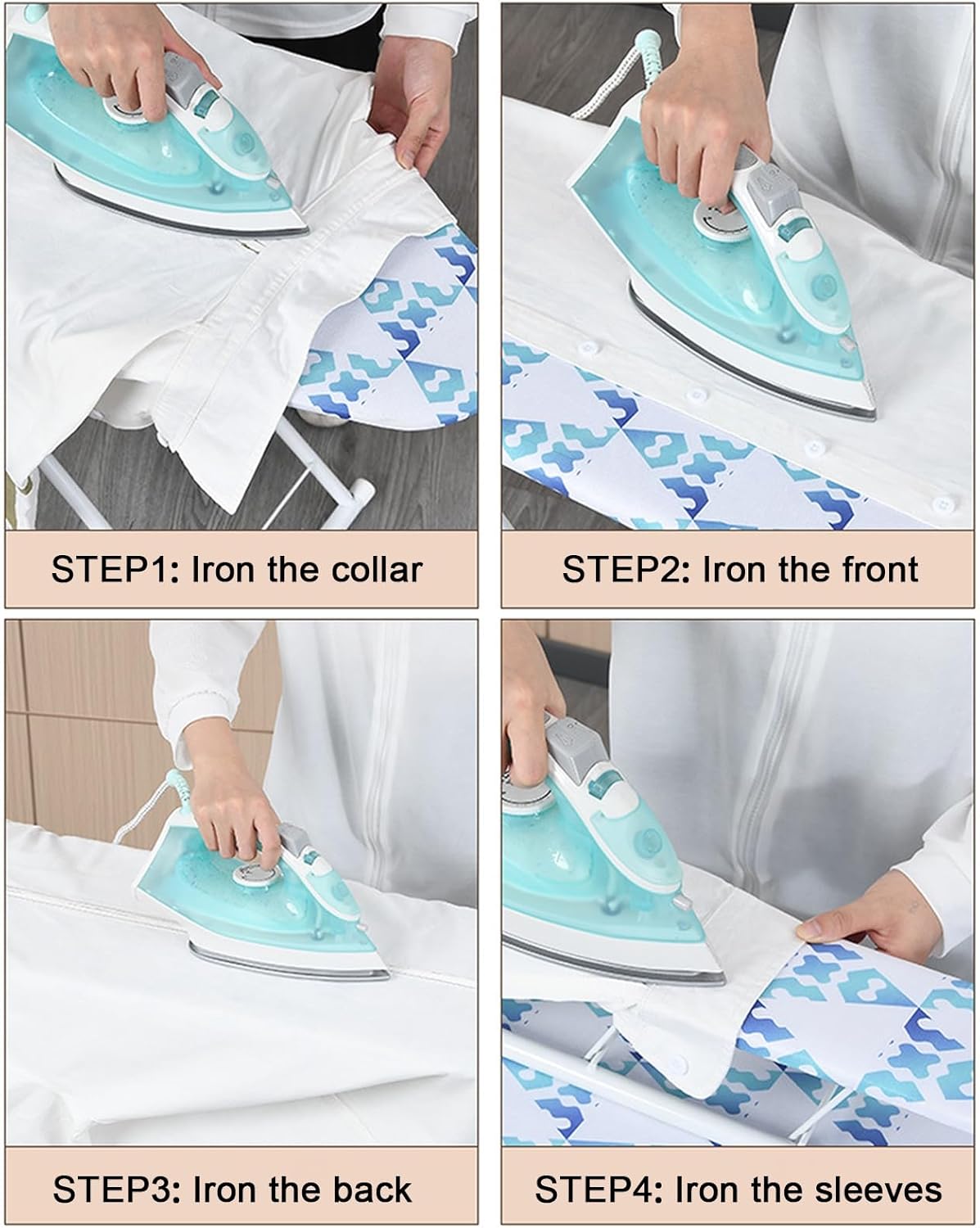 Ironing Board Full Size 42 Inch, Adjustable Height with Heat-Resistant Cover, Foldable Iron Board for Laundry with Non-Slip Feet, Portable for Home Apartment Dorm Neon