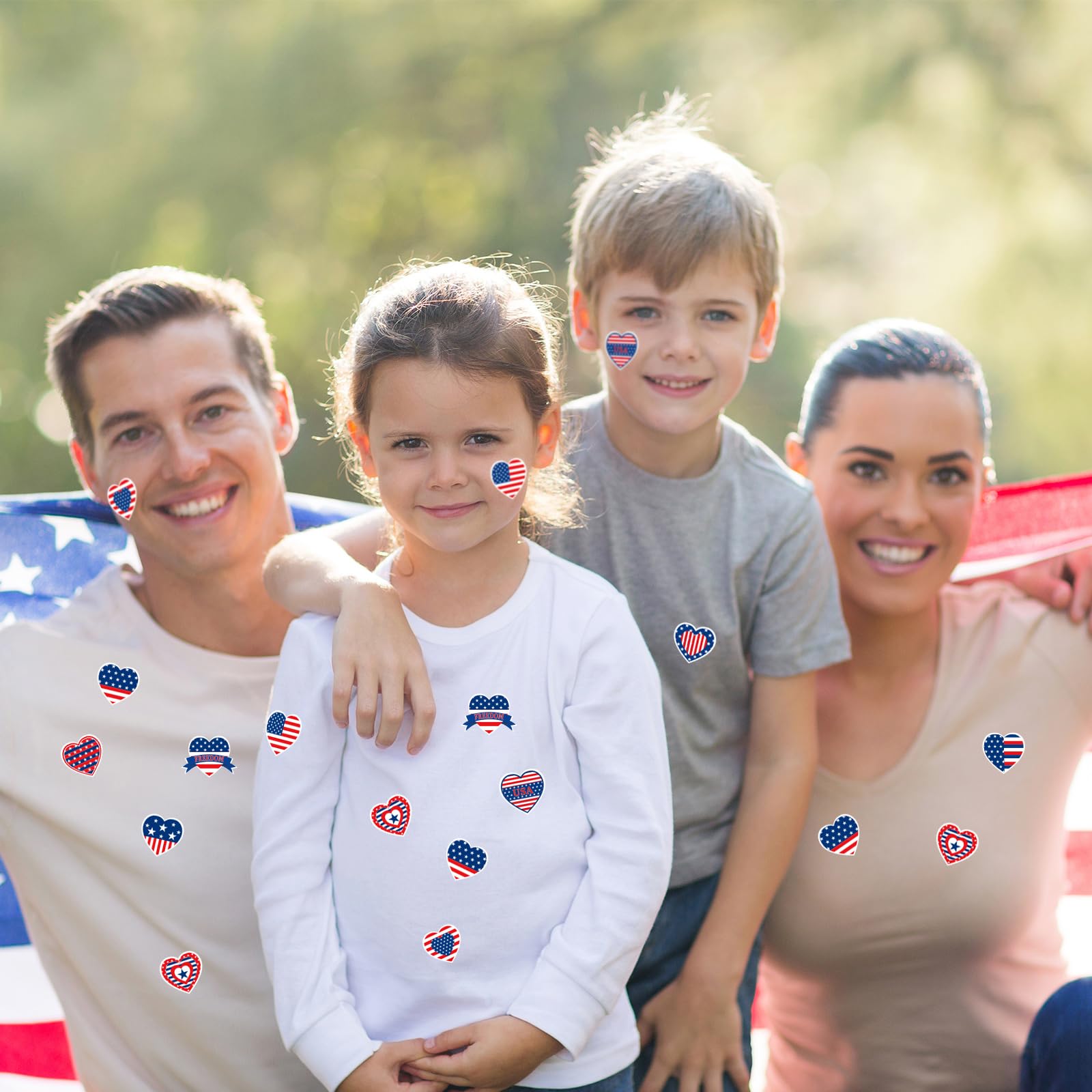 JarThenaAMCS 500Pcs Patriotic Stickers American Flag Stickers Self Adhesive Stars Stripes Heart Shaped Label Stickers Decal for Independence Day Envelope Invitation Card Gift Tag Party Decor - Image 7