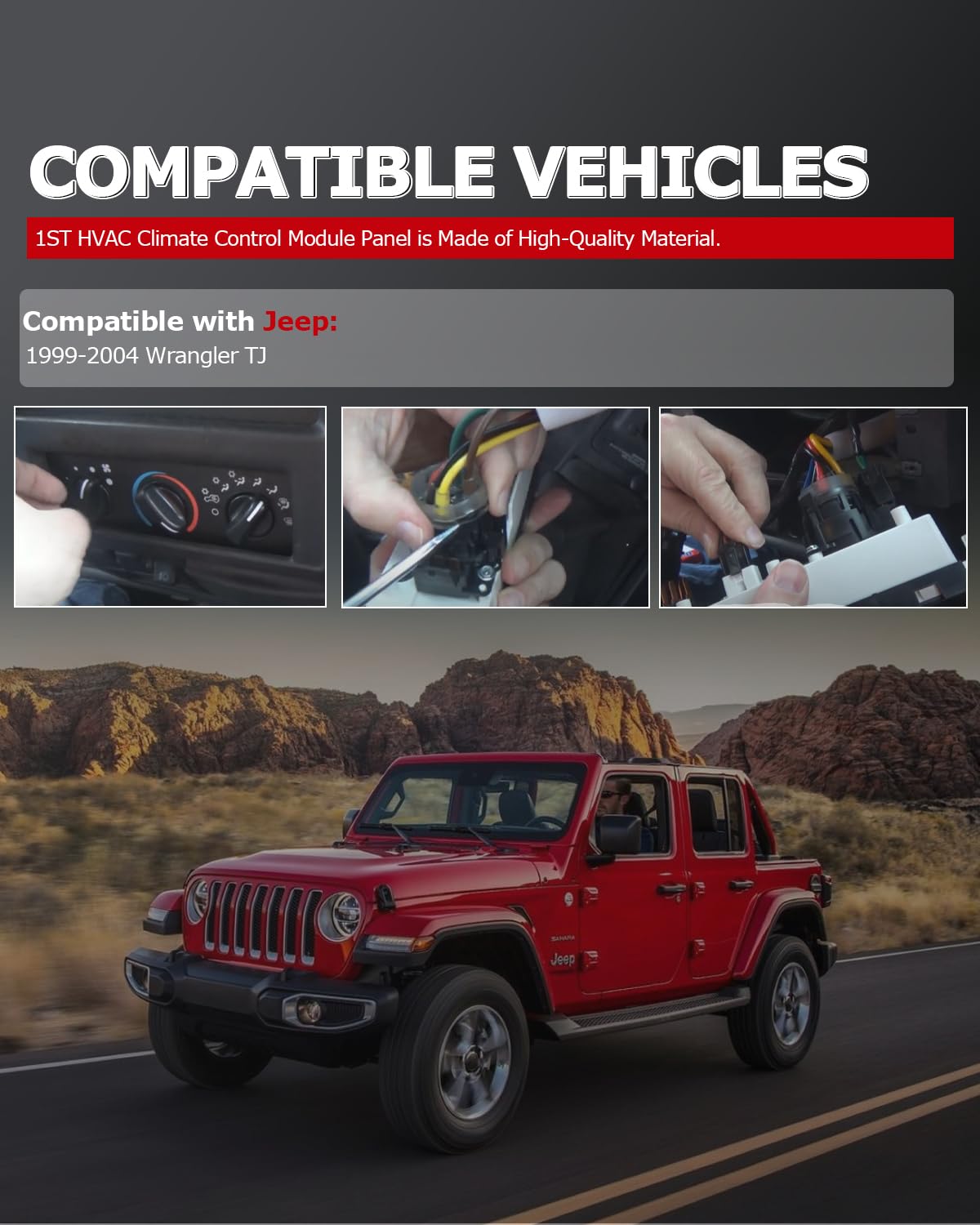 1ST HVAC Heater Control Panel Switch with Harness, A/C Climate Control Module Unit for Jeep Wrangler TJ 1999-2004, Replaces OE: 55037473AB, BL101, HS-373