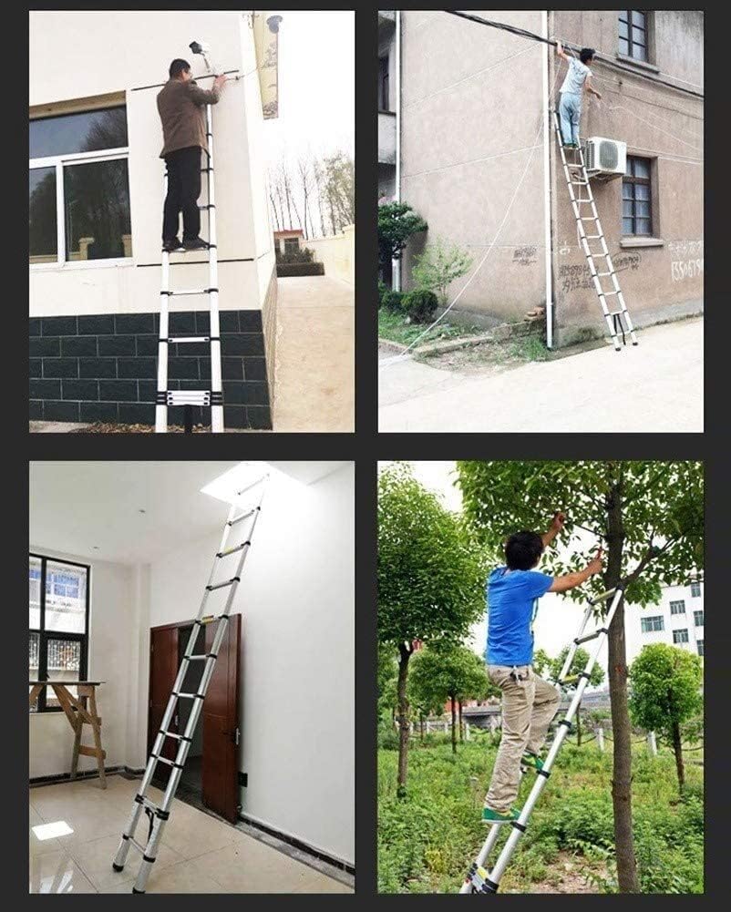 Tall Aluminum Telescopic Ladders,with Hook Heavy Duty Folding Telescoping Ladder Loft Indoor Outdoor House Extension Ladder Stepladder