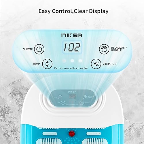 Miniatura 4 de Masajeador de baño de spa de pies con calor burbujas vibración y luz roja 4 rodillos de masaje para pedicura para aliviar el estrés de los pies