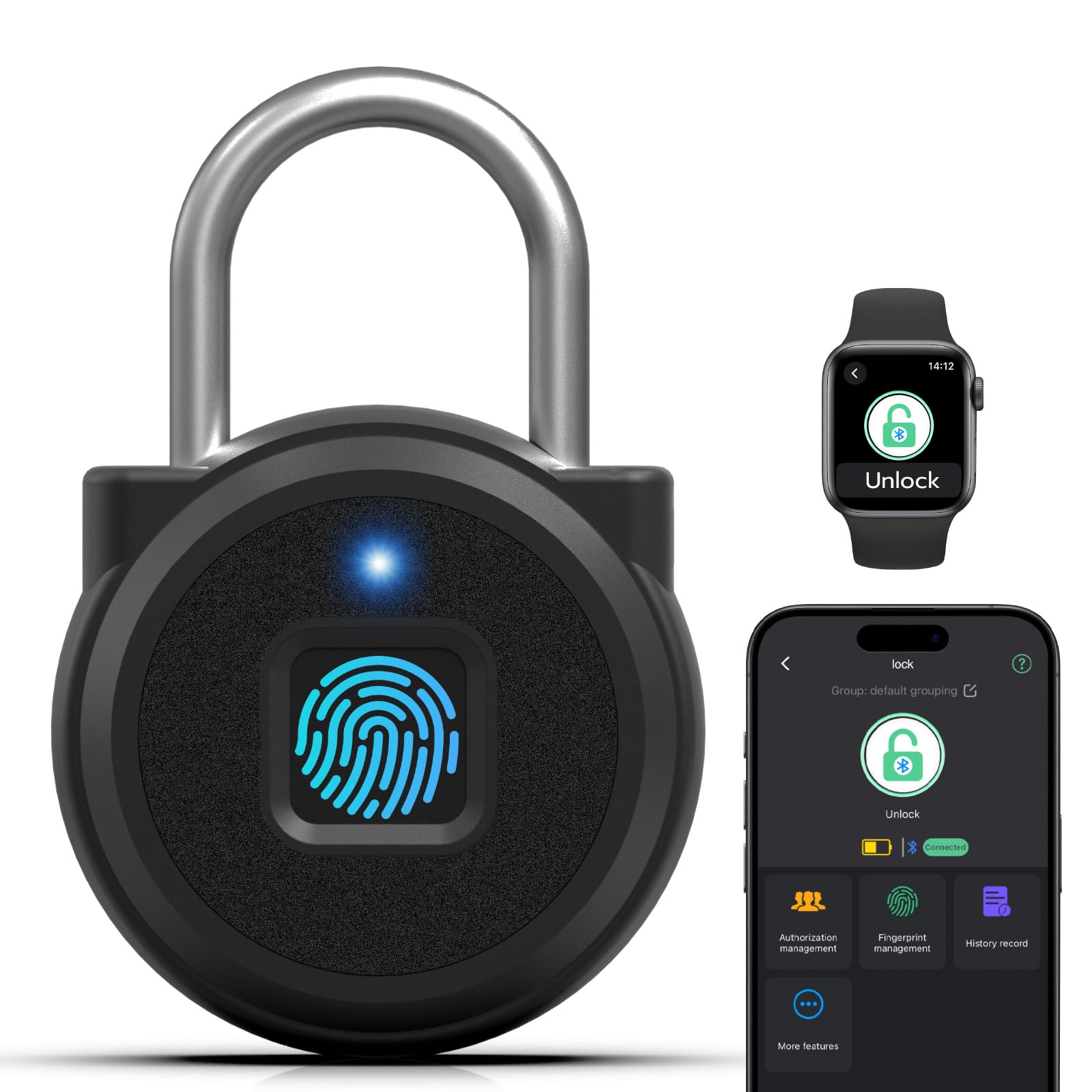 Verrou de casier à empreintes digitales, cadenas biométrique intelligent étanche pour casier, salle de sport, clôture, porte à outils
