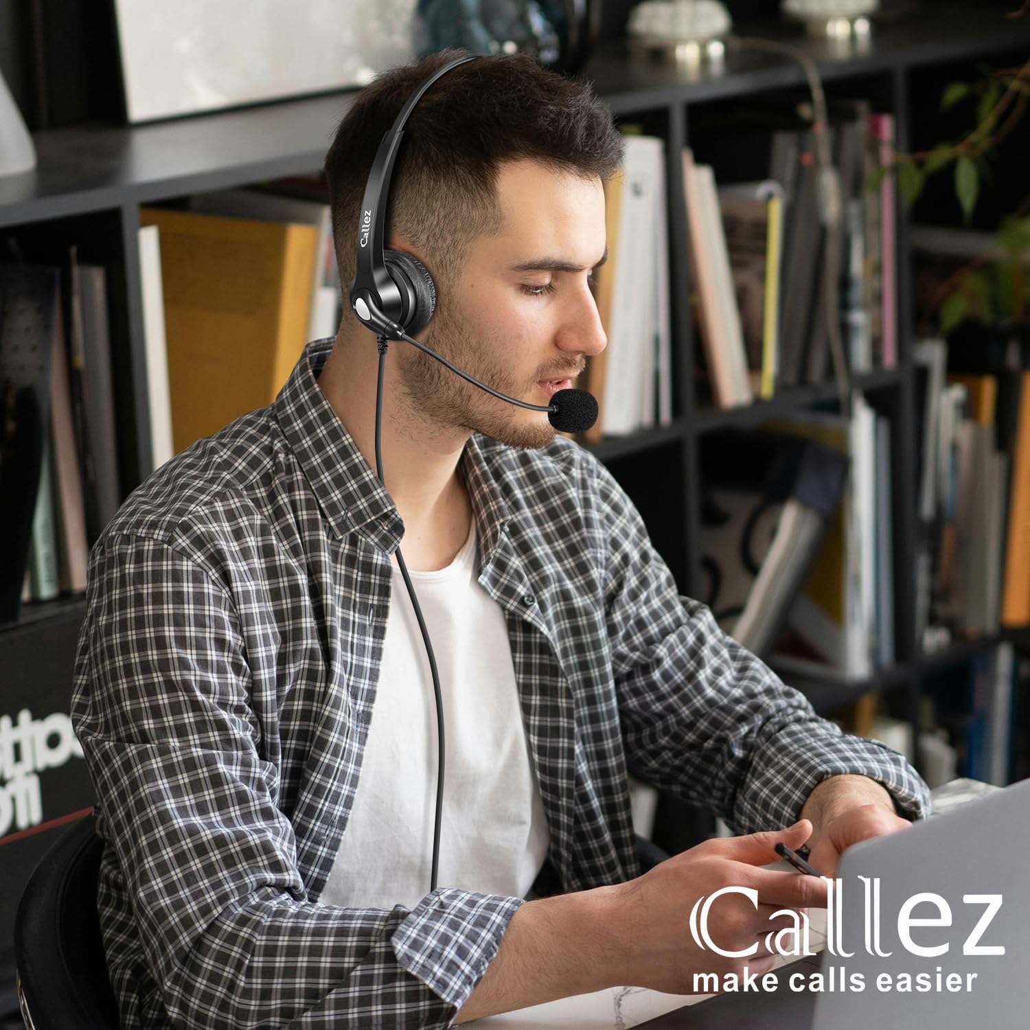 Casque Téléphone Fixe 2,5 mm avec Micro Anti-Bruit, Oreillette Filaire pour Gigaset C430A C530A Panasonic Cisco Spa 303 Polycom Grandstream Zultys Téléphones sans Fil Dect Bureau Centre d'appel
