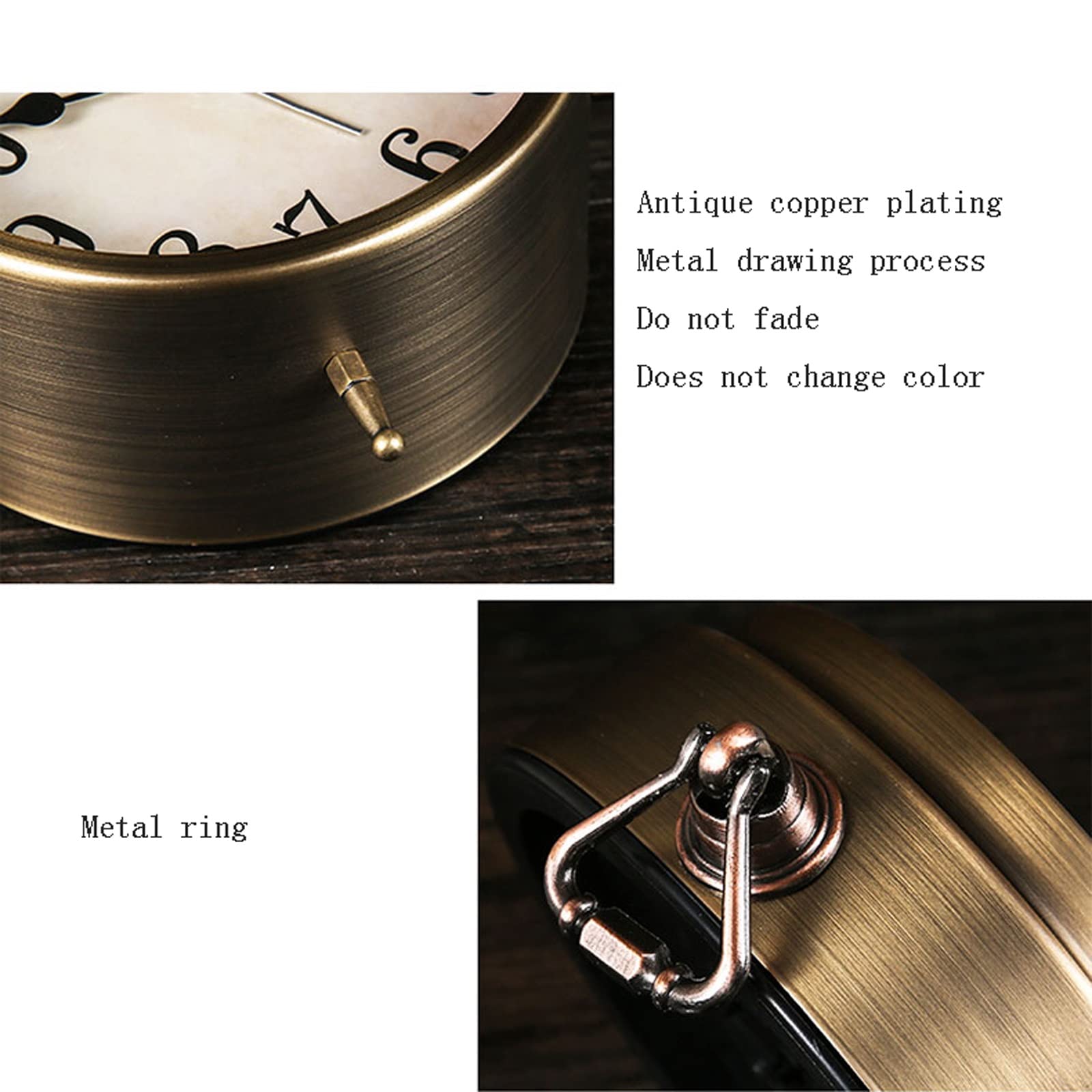 YRYRYW Sveglie Sveglia analogica retrò Vintage, Piccolo Orologio Super Silenzioso Senza ticchettio con Luce Notturna, Alimentato a Batteria, per Soggiorno, Camera da Letto, Comodino, scrivania per