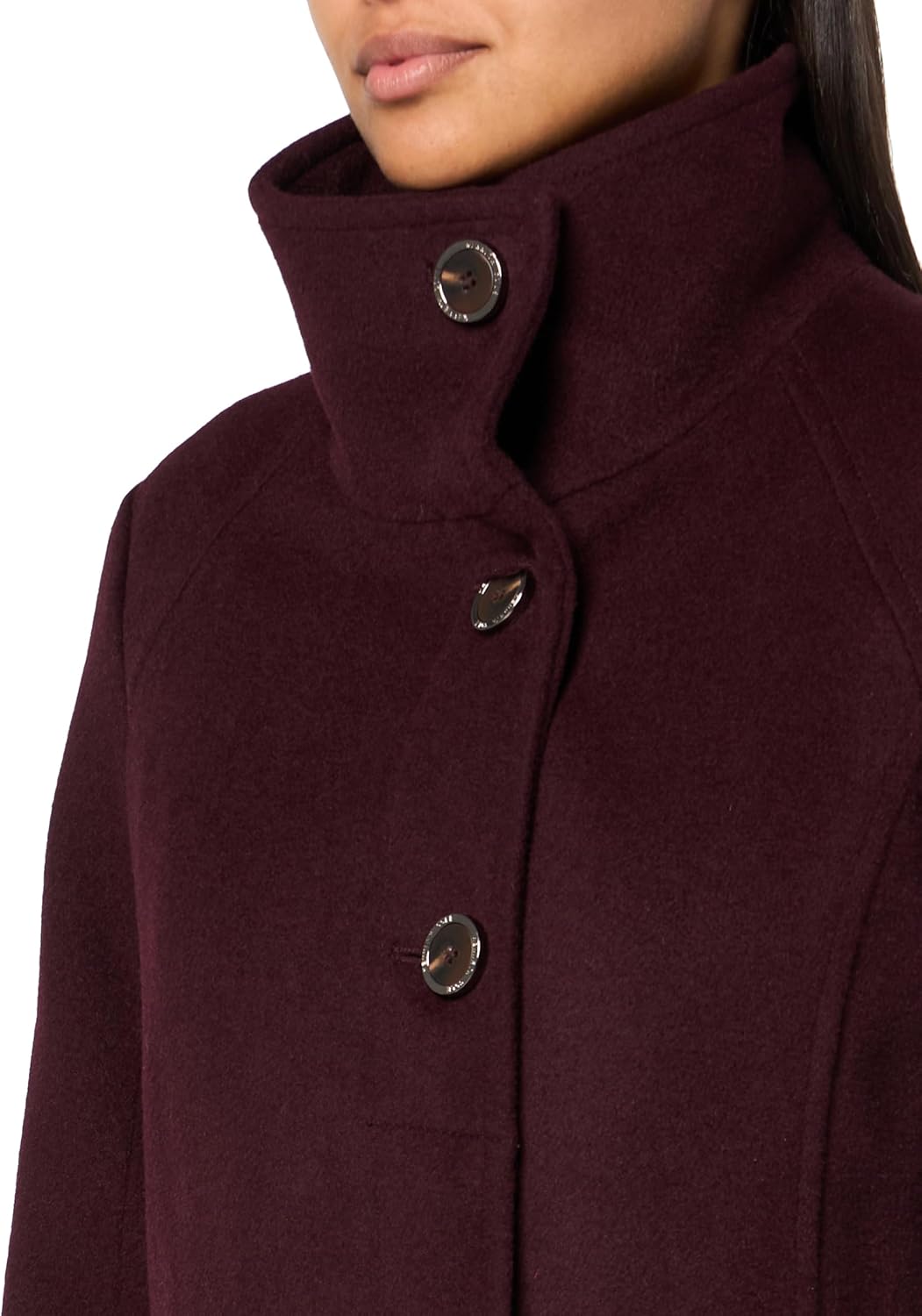 Kenneth Cole Women's Classic Wool Walker W Three Button Stand Collar and Back Belt Detail - Image 3