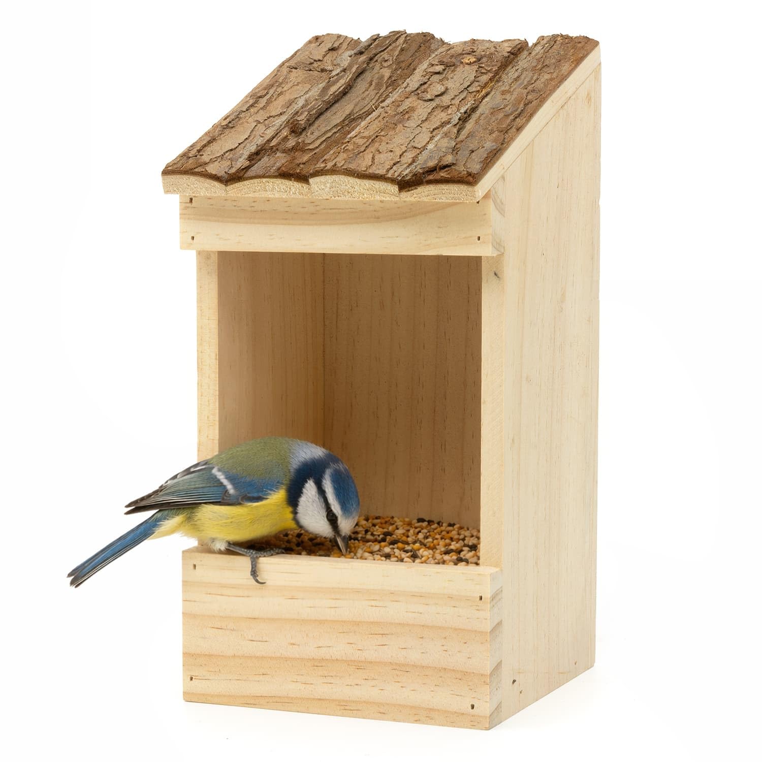 CKB LTD Open Face Wildlife Feeder Wooden Garden Feeding Station for Birds, Squirrels & Small Wildlife Rustic Outdoor Feeding Station