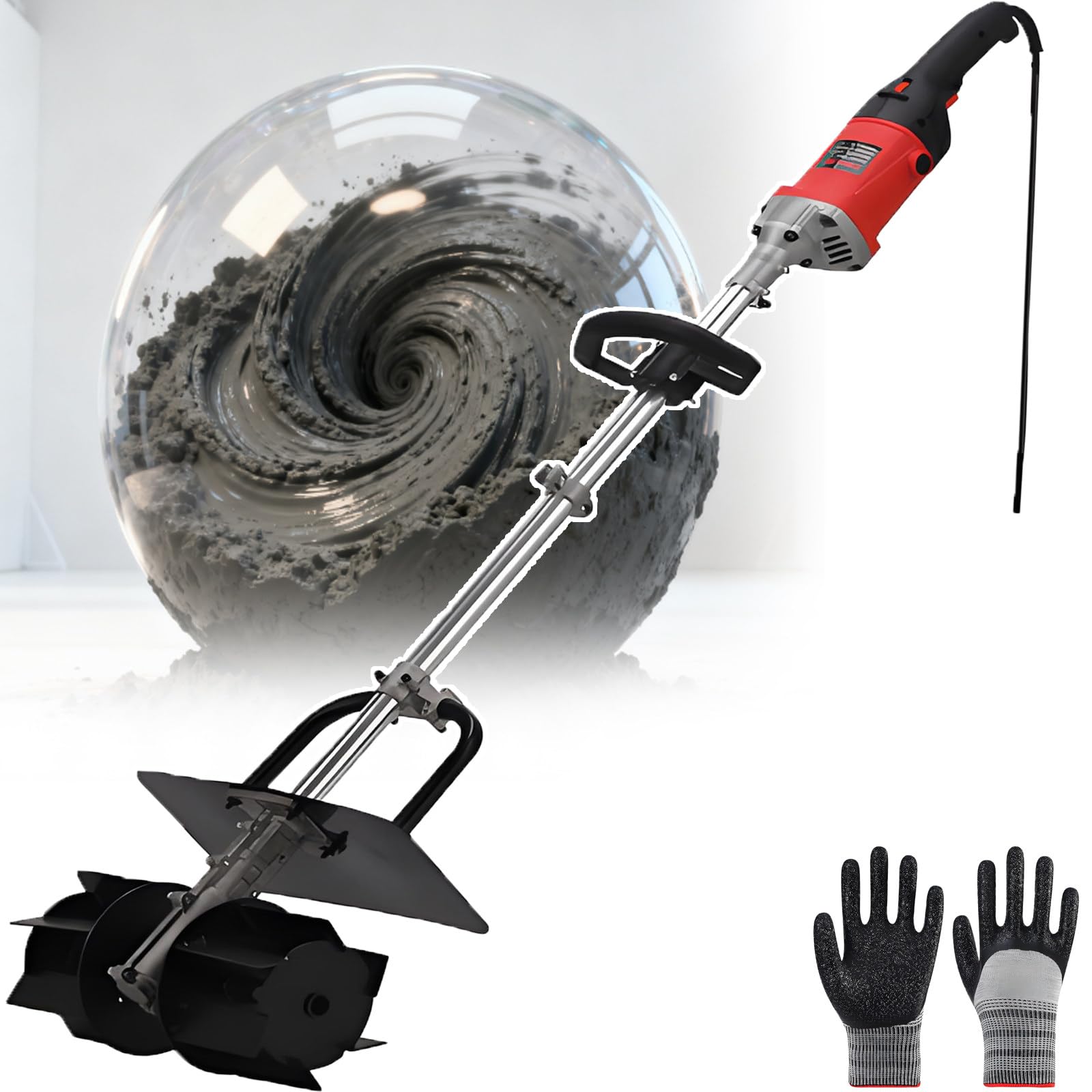 Bétonnière Électrique Réglable À 6 Vitesses,1000 À 2000 TR/Min Et Largeur De Mélange De 32 Cm,Bétonnière Portative Professionnelle pour Un Contrôle Précis De La Consistance MotorOilType