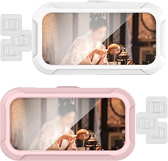 360 Rotatable Retractable Adjustable Shower Phone Case Holder,Pack of 2,Anti-fog HD & sensitive screen ,Wall Mounted Phone Holder for Bathroom Mirror Bathtub Kitchen, for 4-7" Phones, White+Pink