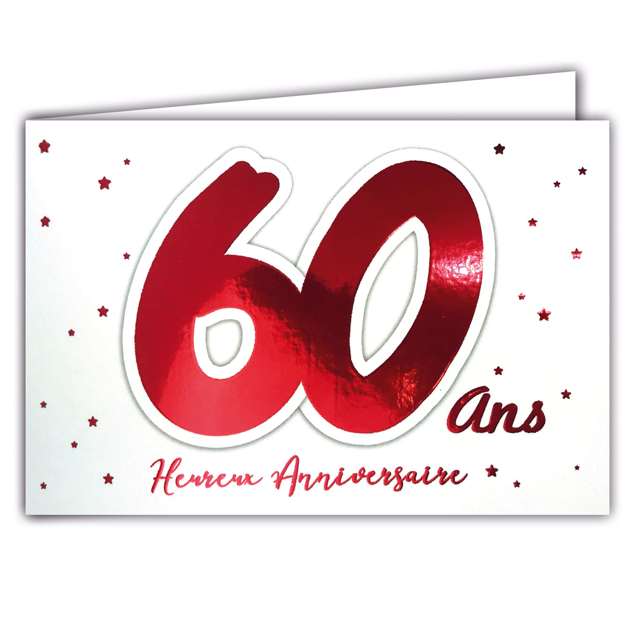 Afie 69-2206 Happy 60th Birthday Card with Glossy Stars on White Background 17 x 11.5 cm