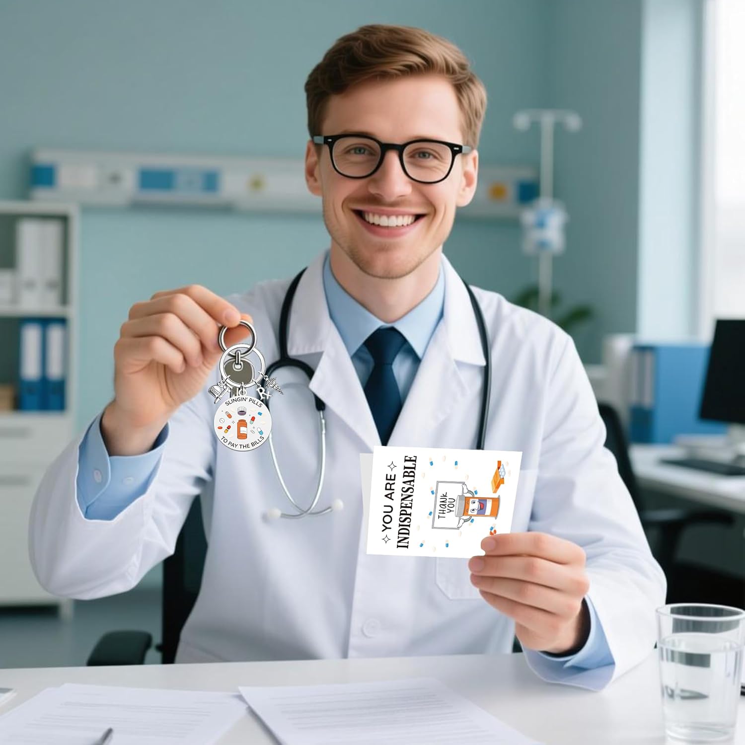 Pharmacy Pharmacist Gifts Keychain Card - Funny Keychain Thank You Card with Envelope Velvet Pouch for Men Women Pharmacy Technician Appreciation Graduation Retirement Medical Office Keyring Gift - Image 5