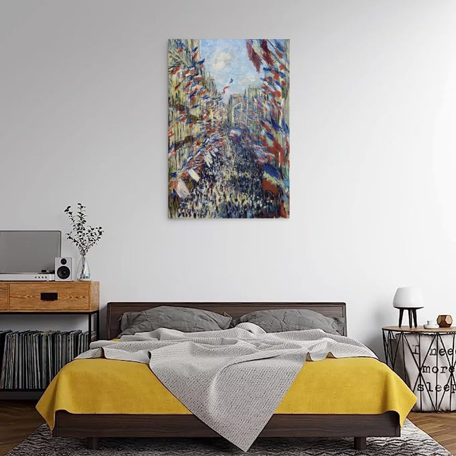 Poster Toile Claude Monet - 'La Rue Montorgueil, 30 Juin', 50x75 Cm, Déco Murale Moderne