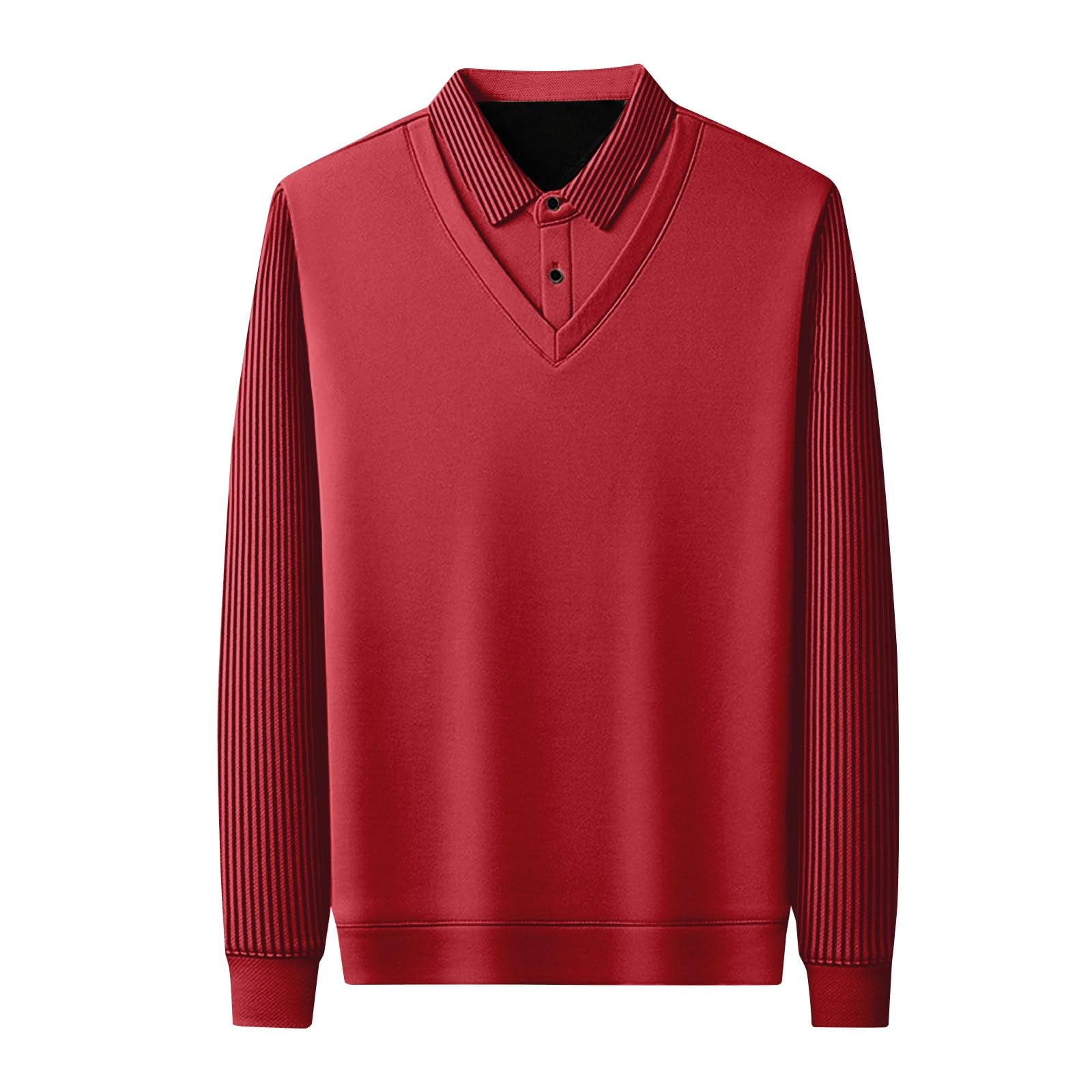 Camiseta de manga larga de dos piezas con cuello grueso a para hombre, camiseta informal holgada de negocios, camiseta de comercio exterior a la moda