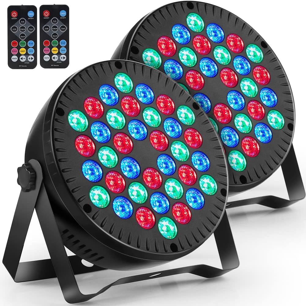 LED Stage Lights 2 Pack, MOSFiATA RGB 36 LED Par Lights Sound Activated