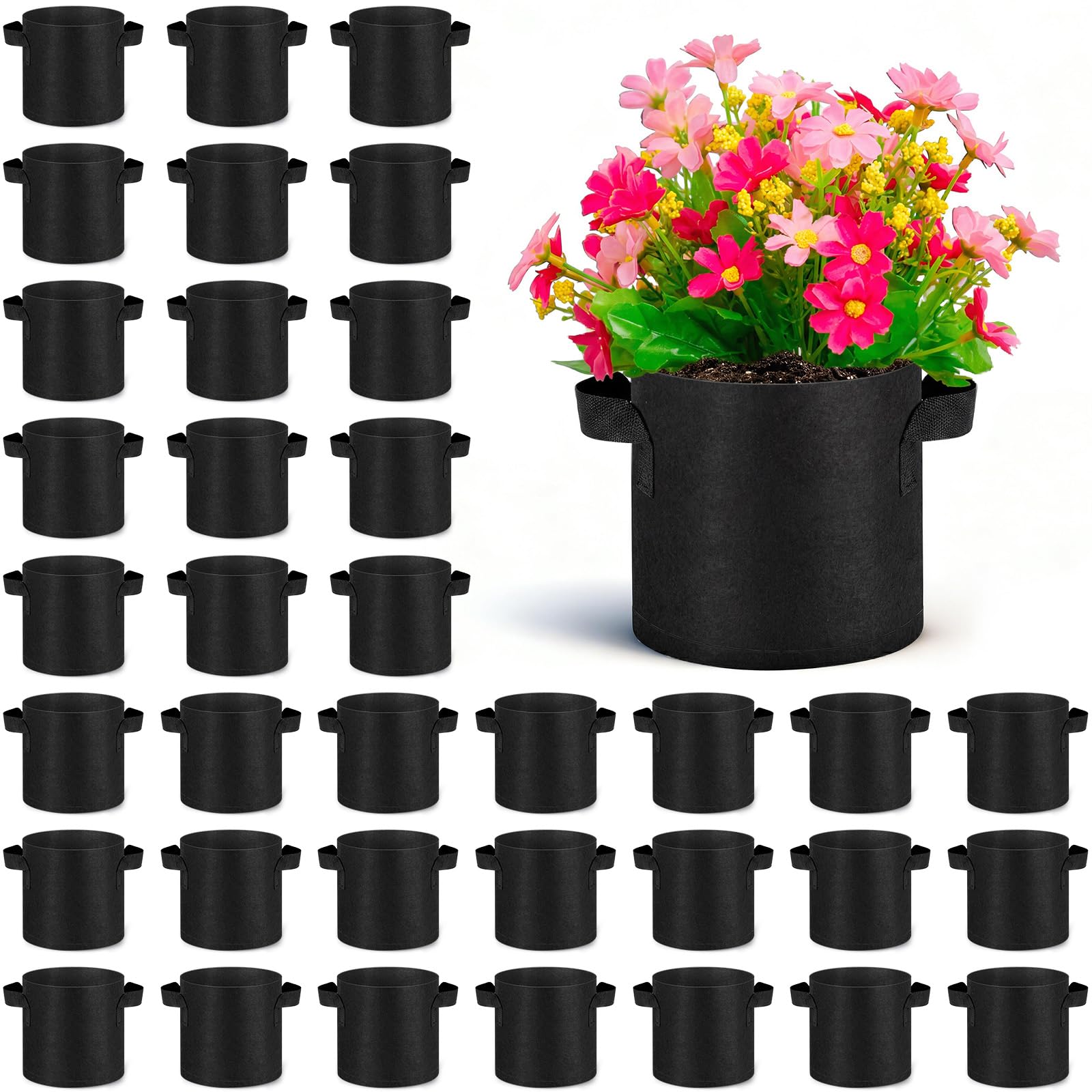 Nuanchu 36 Packs 1 Gallon Grow Bags Bulk Aeration Fabric Pot with Handles