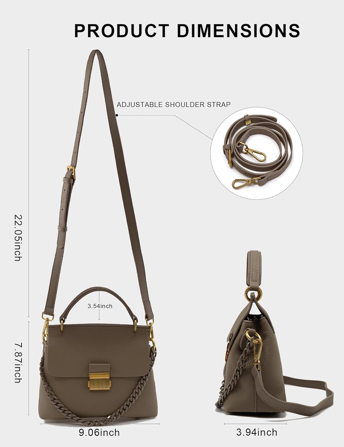 Genuine Leather Top Handle Handbag for Women Leather Crossbody Bag with Adjustable Strap Trendy Women Shoulder Bag - Image 3